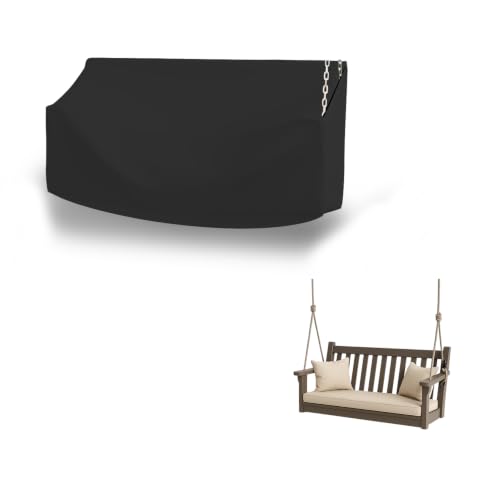 Seal Skin Covers Swing Canopy Cover, Heavy Duty PVC-Coated Polyester Outdoor Patio Swing Cover, Water & UV Resistant Protection with Air Vent, Handle and Flap Type Zipper, Black, 100"L x 59"W x 72"H