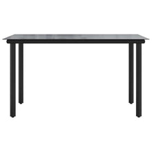AMBERARD Dining Table Black Powder-Coated Steel, Tempered Glass,Durable Outdoor Dining Table with Tempered Glass Top for Garden & Patio Entertainments Patio Tables