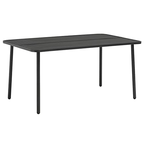 Outdoor Table Dark Grey E-Coated and Powder-Coated Steel,Sturdy Metal Outdoor Dining Table with Modern Design Large Capacity & Weather Resistant for Garden or Patio Patio Tables