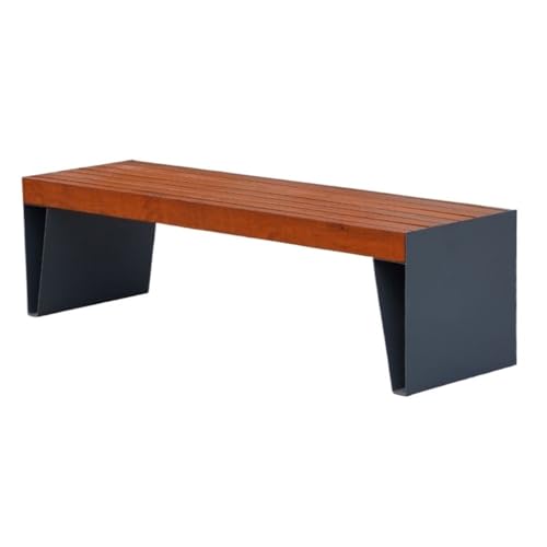 ZTHYSHXA Park Bench Stainless Steel Wooden Seat Plate Outdoor Bench Park Square Courtyard(Large)
