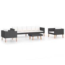 RJPLMFV 4 Piece Patio Lounge Set with Cushions Poly Rattan Black