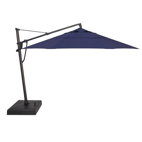 Treasure Garden AKZ PLUS Cantilever Umbrella 13' Octagonal Sunbrella Spectrum Indigo Canopy and Black Frame with Rolling Base