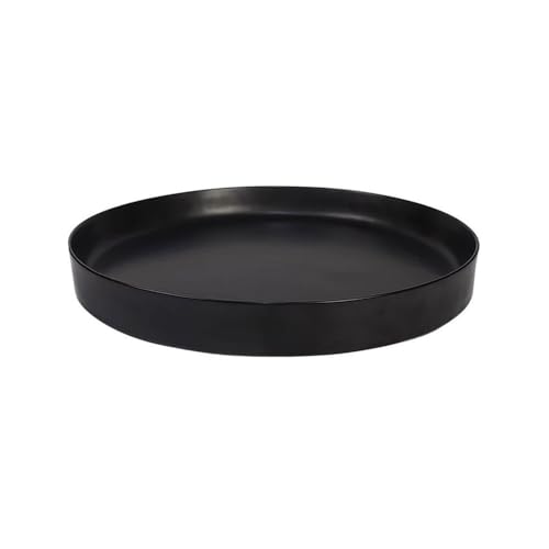 ZHONGCHENGWU Plant Saucers Round Ceramic Flowerware Plant Pallet, Flower Pot Drip Tray for Indoor Outdoor Black(Medium)