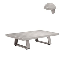 Benjara BM287716 Patio Xia 48 Inch Outdoor Coffee Table, Gray Aluminum Frame, Plank Style Tabletop
