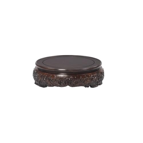 QUANGJN Pcs Plants Saucers Mahogany Carving Handicraft Bracket Round Solid Wood Buddha Statue Ornaments Flower Pot Vase Base Plant Pot Saucers,