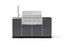 NewAge Products Classic Series 5PC Aluminum Slate Gray Modular Outdoor Kitchen Grill Island with 36" Performance Grill NG - 24"D x 68"W x 57.15"H