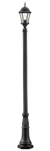 Z-Lite 522PHM-518P-BK Wakefield Outdoor Post Light, Aluminum Frame, Black Finish and Clear Beveled Shade of Glass Material