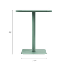 Jamesdar, Haley, Square Heavy Duty Commercial Steel Bistro Dining Table, All Steel Construction, Indoor Outdoor Restaurant & Café Use, 300 lb Capacity, 24" D x 30" H, Aloe Green