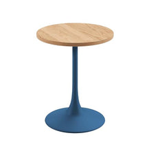 Jamesdar, Elise, Round Heavy Duty Commercial Bistro Table for Indoor Outdoor Restaurant & Café Dining, Solid Oak Top, Steel Base, 300 lb Capacity, 24" D x 30" H, Berry Blue