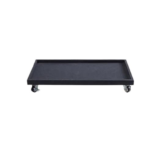 WOAITIANTIAN Plant Saucers Indoor Outdoor with Wheels Rectangular Plant Pallet, Large Synthetic Resin Saucer Drip Tray(Black,Large)