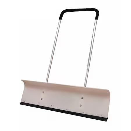 42 Inch Heavy Duty Commercial Snow Shovel with Polypropylene Blade and 48 Inch Lightweight Aluminum Handle, Wide Snow Pusher for Driveway, Parking Lot, and Large Area Snow Removal