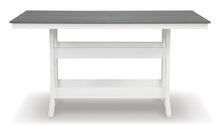 Ashley Transville Outdoor Counter Height Dining Table, 72 Inch Rectangular Patio Table with Umbrella Hole, Durable Weather Resistant HDPE, Ideal for Patios, Gray and White