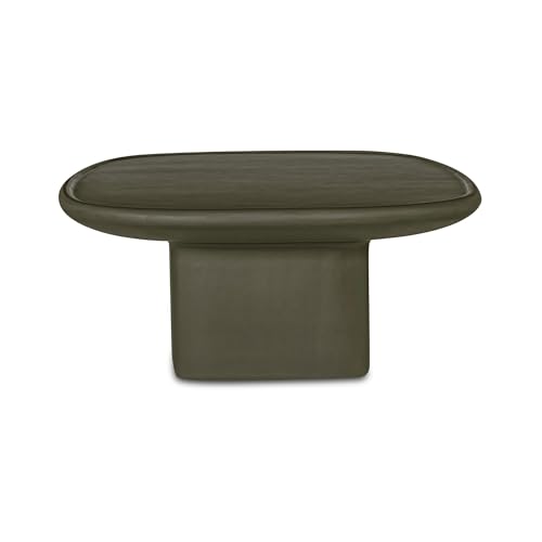 NADAAL STUDIOS Henric Outdoor Coffee Table, Pedestal Concrete with Rounded Edge, Deep Green