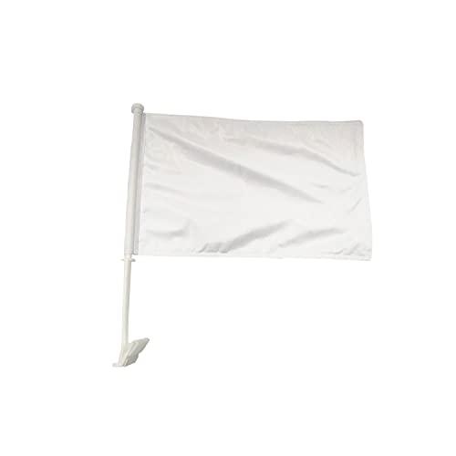 BANNER BUZZ MAKE IT VISIBLE Solid White Car Window Clip Flag Fade Resistant Vehicle for Patriotic, Sports Events, Parades - Premium - Double Side Printing (Pack of 50)