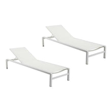 Pemberly Row Modern Patio Loungers, 71" W x 31" D x 38" H, Aluminum Frame, White Finish, Set of 2, Stackable Design, Rust-Free Outdoor Seating for Patio or Poolside Use