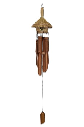 Bird Nest Wind Chime for Balcony and Garden Decoration Handcrafted Indonesian Product with Pleasant Sound 35.4 x 5.9 inches White - White