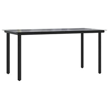XHNIFBN 5-Piece Outdoor Patio Dining Set, PE Rattan Garden Furniture with Rectangular Tempered Glass Top Table and 4 Cushioned Chairs for Backyard, Terrace and Balcony, Grey