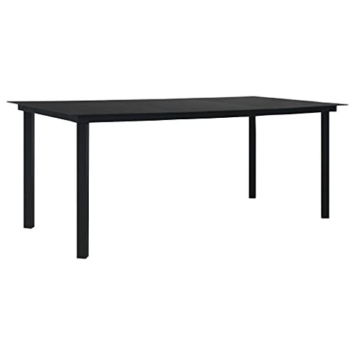 KTHLBRH Patio Table Outdoor Tables for Patio Living Room Tables Patio Dining Table Black 74.8"x35.4"x29.1" Steel and Glass