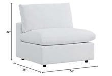Modway Commix Outdoor Patio Sunbrella® Sectional Sofa Armless Chair in White