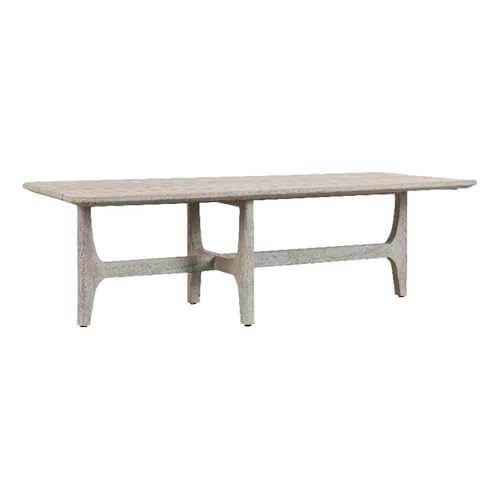Kosas Home Dawn Rectangle Teak Wood Outdoor Coffee Table in Matte Gray