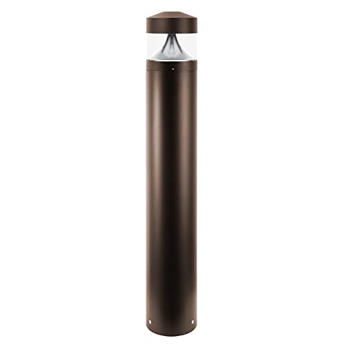 Solus Round LED Bollard Path Light – 10W Integrated LED, 937 Lumens, 4000K – Modern Outdoor Walkway Light, ETL Listed, Black or Bronze (Bronze, Single)