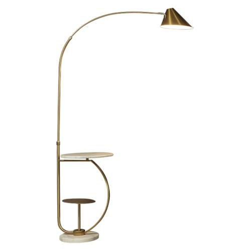 LUYOUBOZHU Floor Lamp Modern Floor Lamp with Tray, Brass Finish & Foot Switch for Office Living Room