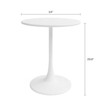 Afuera Living Mid-Century Steel 24" Outdoor Bistro Table, White Finish, Round Top Design, Weatherproof Metal Construction, Space-Saving Base, Minimalist Style for Patio, Balcony, or Indoor Use