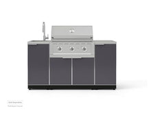 NewAge Products Classic Series 5PC Aluminum Slate Gray Modular Outdoor Kitchen Grill Island with 33" Performance Grill NG -24"D x 65"W x 48.5"H