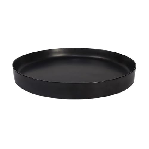OREKPOT Plant Trays Round Ceramic Flowerware Plant Pallet, Flower Pot Drip Tray for Indoor Outdoor Black Flower Pots Saucers，Large