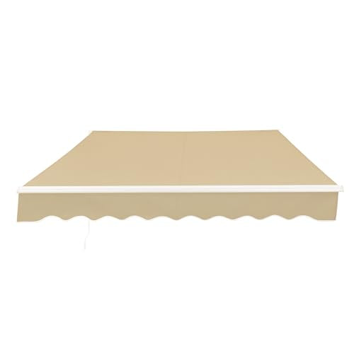 ALEKO Electric Patio Awning Caribbean White Frame 16x10 Sand Beige