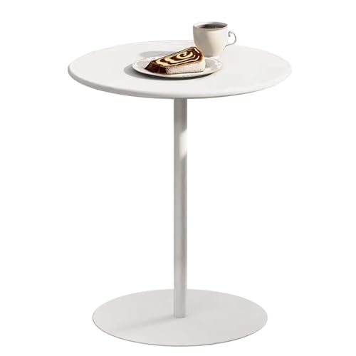 Failjierue White Round Bistro Table Counter-Height Club Table with Sturdy Metal Base as Kitchen Dining Desk, Coffee Workstation & Study(40x62cm)
