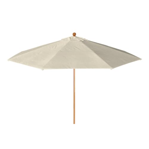 OROTLECT 11 Foot Teak Wood Commercial Patio Umbrella With Fiberglass Ribs Pulley Lift In Antique Beige Olefin