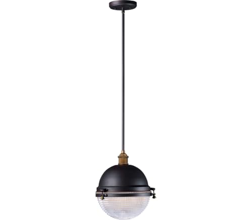 Maxim Lighting Portside Outdoor Pendant | Oil Rubbed Bronze/Antique Brass Finish | Modern Outdoor Pendant for Porches and Entryways | Adjustable Cord Suspension | 10187OIAB