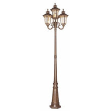 Livex Lighting 7669-50 Outdoor Post with Hand Blown Light Amber Water Glass Shades, Moroccan Gold