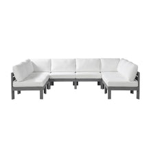 Outdoor Escape White Fabric Outdoor Patio Modular Sectional with Contemporary Style, Weather-Resistant Upholstery, 120W X 120D X 34H Inches