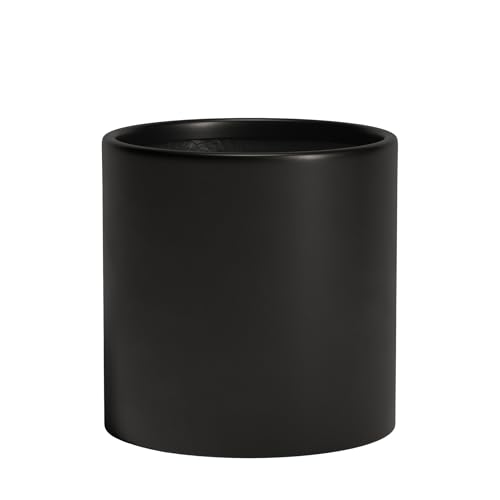 DTY Mount Powell 19.7" D x 19.7" H (Pot Opening 15.7") Fiberstone Cylindrical Planter with Drainage Hole, Weather Resistant for Indoor & Outdoor Use, Includes 2 Extra Coco Mats - Black, Jumbo