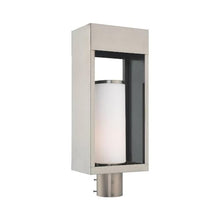 Livex One Light Outdoor Post Top Lantern Brushed Nickel with Satin Opal White Glass Black
