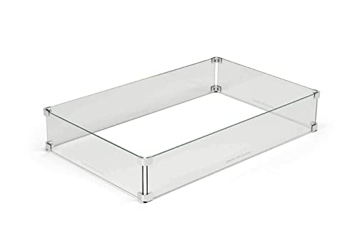 HPC Fire Rectangle Fire Pit Glass Wind Guard (WG49X21-RECT), 49x21-Inch