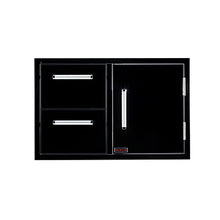 WHISTLER Stainless Steel Single Access Door & Double Drawer Combo with Handles for Outdoor Kitchen BBQ Island,33×22×22 Inches,Black