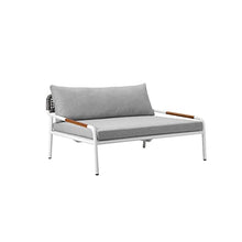 Benzara Shia 2 Piece Outdoor Daybed Set, Classic White Aluminum Frames, Ottoman