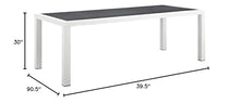 Modway Stance 91" Outdoor Patio Modern Spray Stone Glass Aluminum Dining Table in White Gray