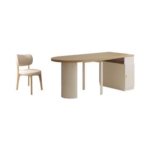 FURUIM2024M Dining Table Telescopic Dining Table and Chair Combination, Home Elliptical Folding semi-Circular Table, 2 Chairs Table and Chairs Dining