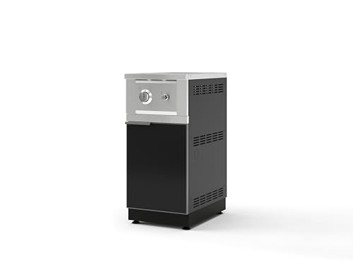 NewAge Products Performance Series Outdoor Kitchen 12,000 BTU Natural Gas Side Burner with Black Aluminum Cabinet with Pulse Ignition