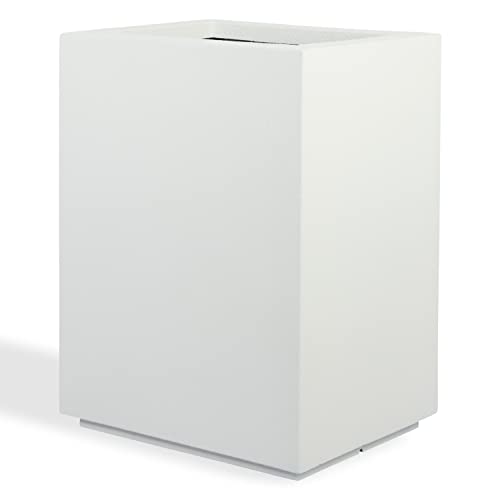 PolyStone Cozumel Column Planter – 23" x 18" x 30" – Large Indoor/Outdoor Planter Box for Patio & Garden – Modern Stone-Look Resin – Durable All-Weather w/Drainage Holes - Made in USA – White