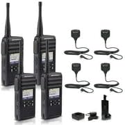 Motorola Solutions DTR700 Digital 2-Way Radio with 4 HKLN4606 Remote Speaker Mics Black