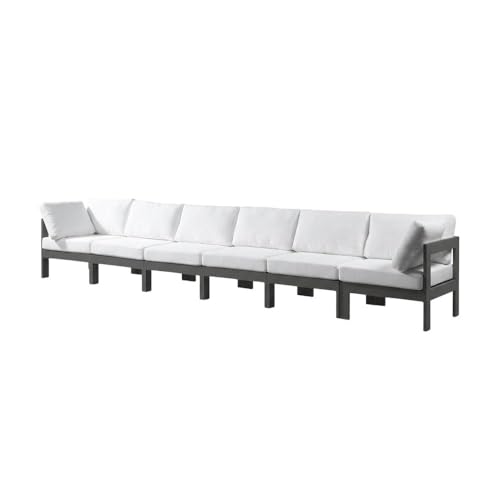 Outdoor Escape White Fabric Outdoor Patio Modular Sofa, Cushioned Seating, Durable Frame, Contemporary Design, Versatile for Backyard and Porch