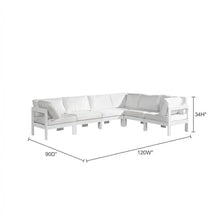 Outdoor Escape White Fabric Outdoor Patio Modular Sectional, Weatherproof Upholstery, Spacious 120-Inch Width, Outdoor Lounge, Entertaining