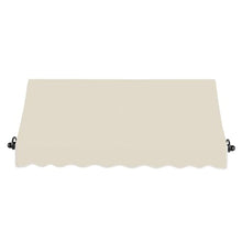 Awntech 8' Charleston (100.5"-18"-36") Sloped Fixed Awning with Scrolled Iron Arms, Linen