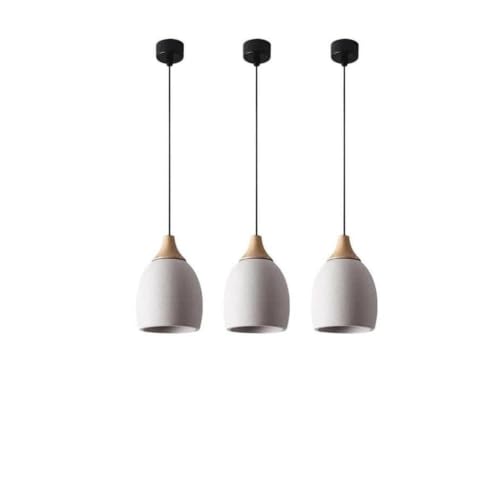 zhongheng 5.5inch Concrete Pendant Light with Wooden, Hanging Lamp for Restaurant Bar, Modern Industrial Cement Lighting Fixture for Kitchen Island Dinning Room Bedroom(3pcs)