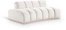 Meridian Furniture 44093Cream-L Jace Collection Art Deco Loveseat with Ultra Luxe Cream 460 GSM Velvet, Natural Finish Rubberwood Base, Eucalyptus Wood Frame, Tufting, 78.5" W x 38.5" D x 28" H, Cream